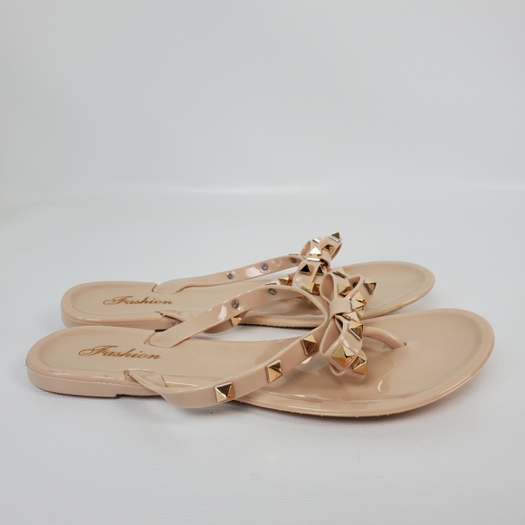 Studded Bow Rubber Flip Flops - Picture 12 of 13